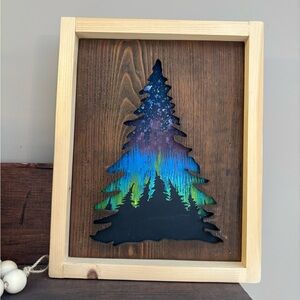 Tree Silhouette Art with sky Colourful Gradient